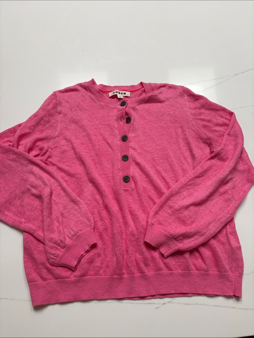 Boden Pink linen Button-Front Women's summerweight Sweater
